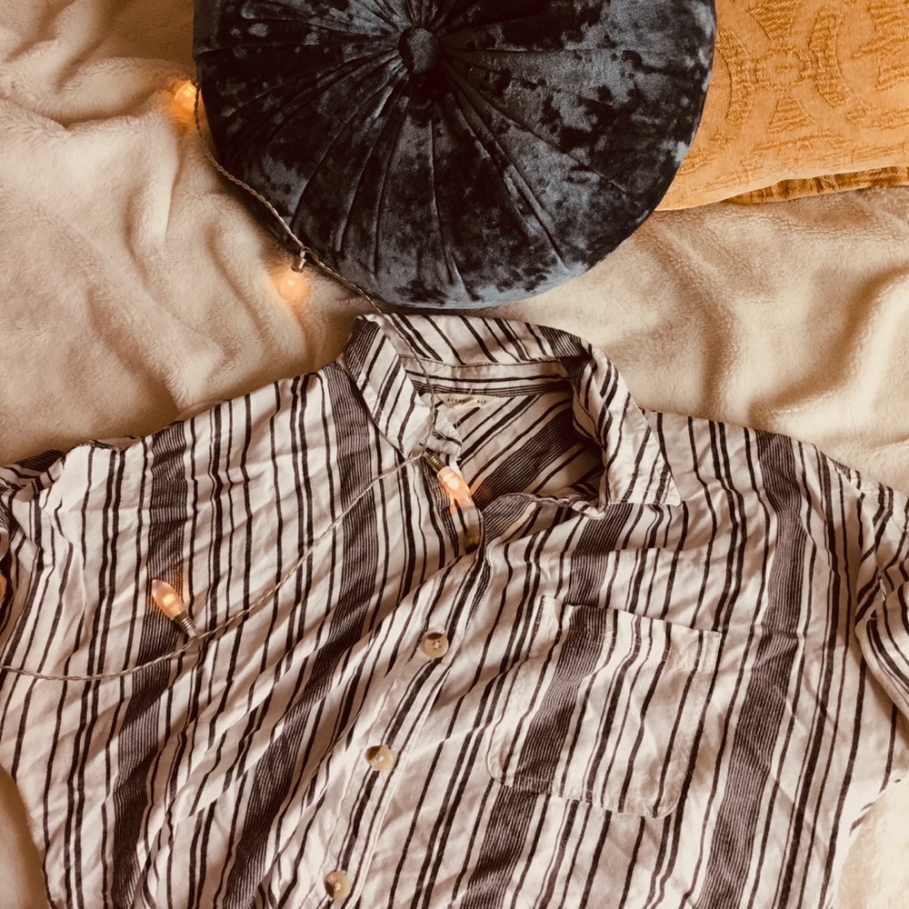 cropped and collared button down